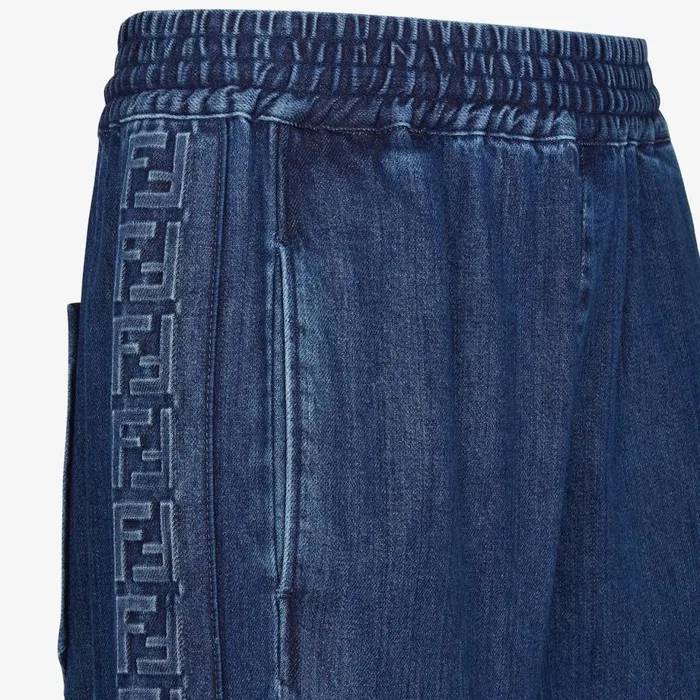 Man Blue Denim Trousers Blue Fendi Coordinated Sets