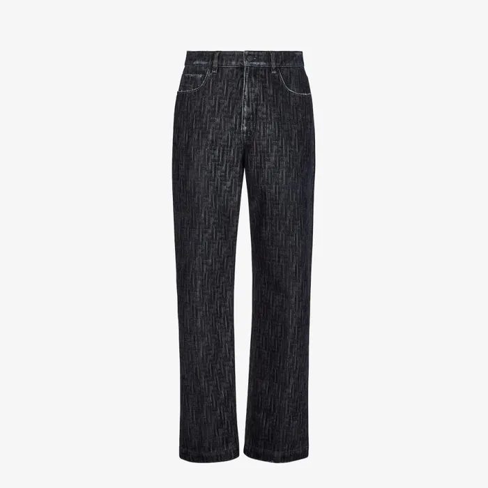 Man Blue Denim Trousers Blue Fendi Denim and Trousers