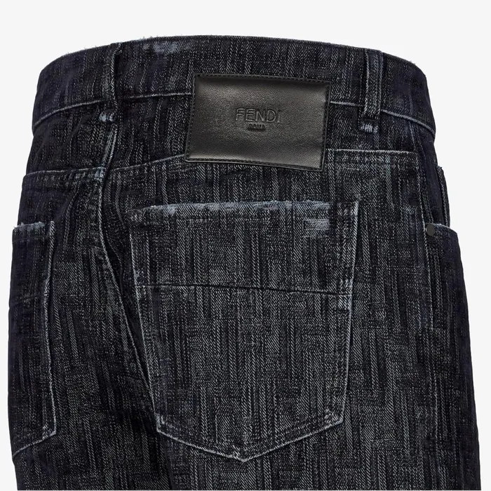 Man Blue Denim Trousers Blue Fendi Denim and Trousers