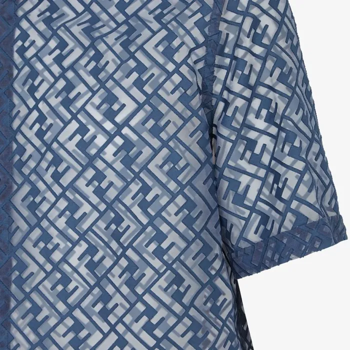 Man Blue Devor Fabric Shirt Blue Fendi Shirts