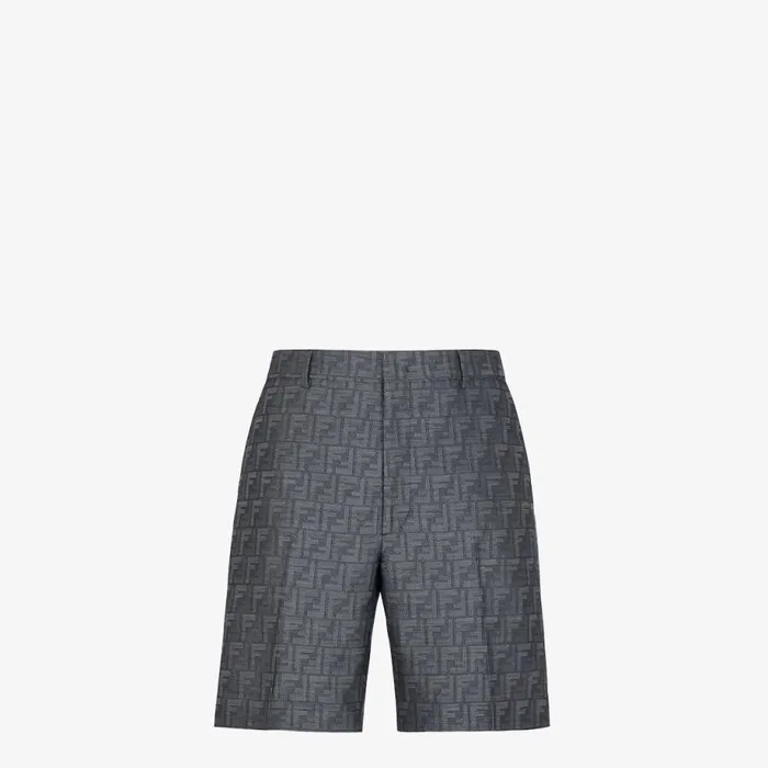Man Blue Jacquard Fabric Trousers Blue Fendi Denim and Trousers