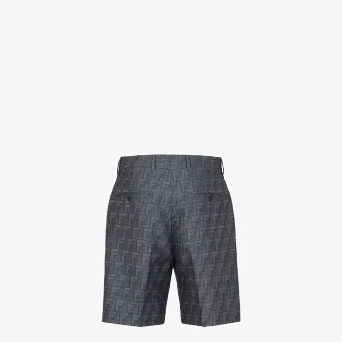 Man Blue Jacquard Fabric Trousers Blue Fendi Denim and Trousers