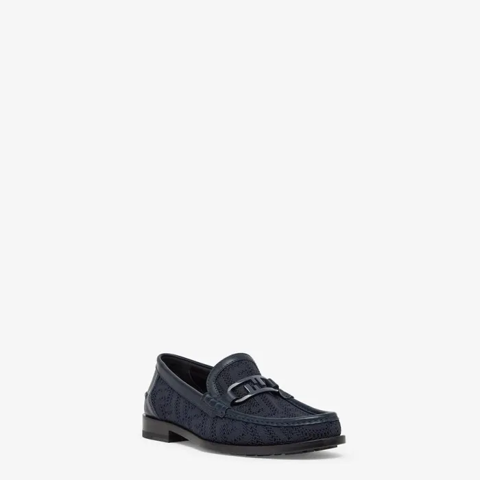 Man Blue Knit Loafers Blue Fendi Loafers and Mocassins