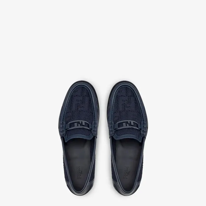 Man Blue Knit Loafers Blue Fendi Loafers and Mocassins
