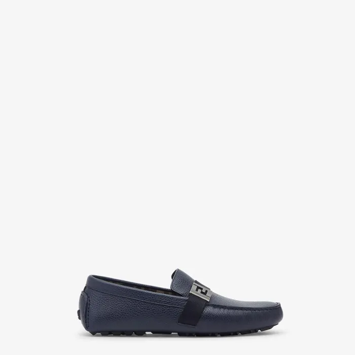 Man Blue Leather Loafers Blue Fendi Loafers and Mocassins