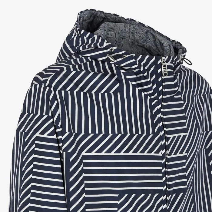 Man Blue Tech Fabric Jacket Blue Fendi Coats and Outerwear
