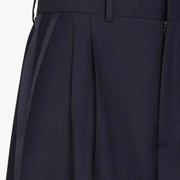 Man Blue Wool Trousers Blue Fendi Denim and Trousers