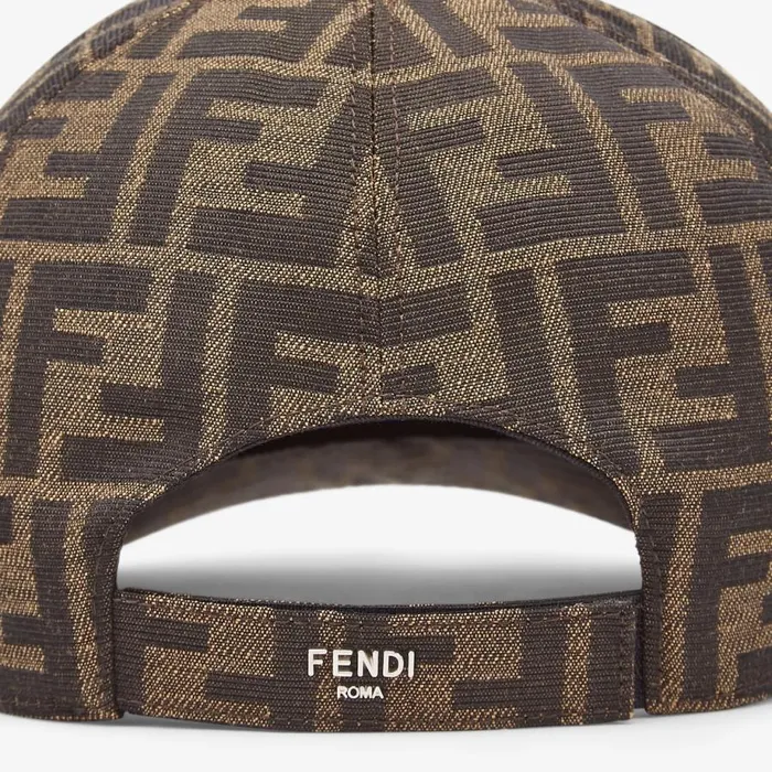 Man Brown Fabric Baseball Cap Brown Fendi Hats and Gloves