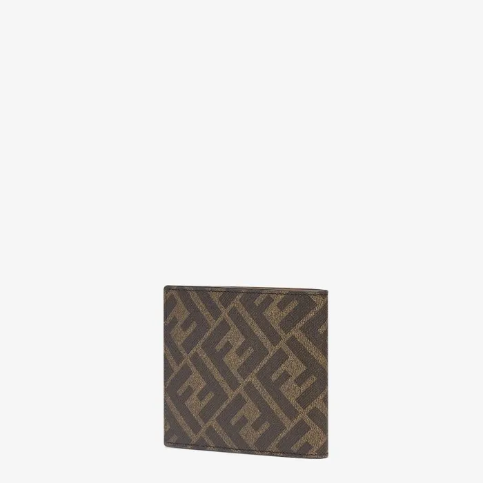 Man Brown Fabric BiFold Brown Fendi Wallets
