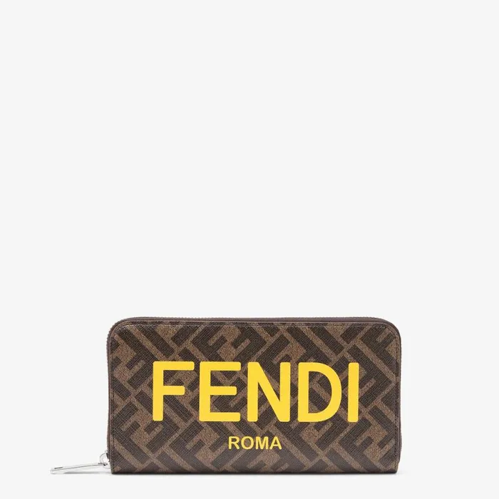 Man Brown Fabric Wallet Brown Fendi Wallets