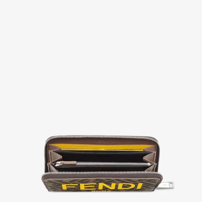 Man Brown Fabric Wallet Brown Fendi Wallets