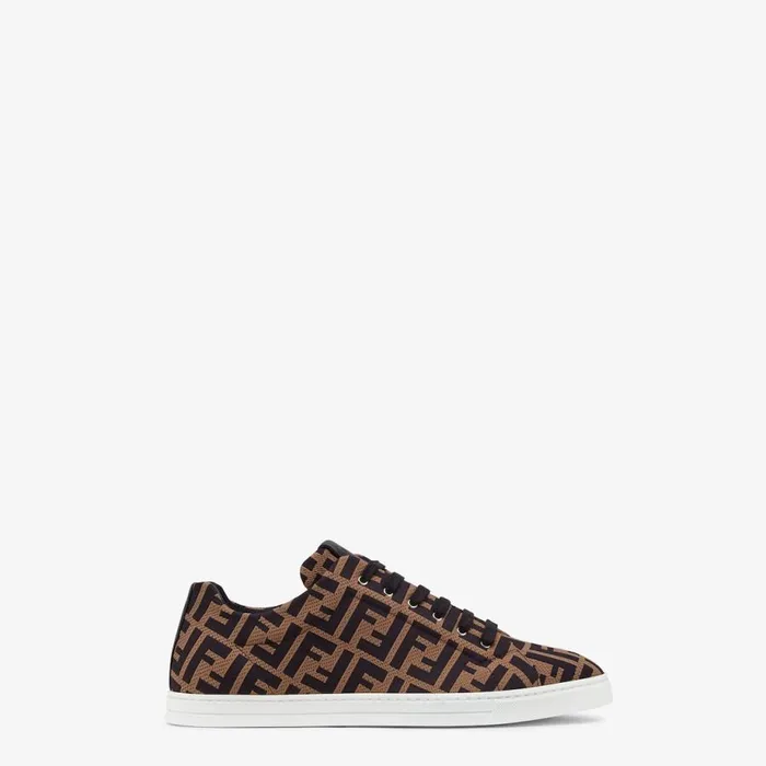 Man Brown Tech Fabric LowTops Brown Fendi Sneakers