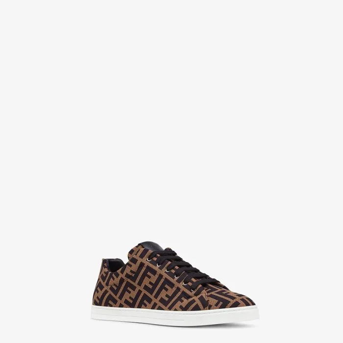 Man Brown Tech Fabric LowTops Brown Fendi Sneakers