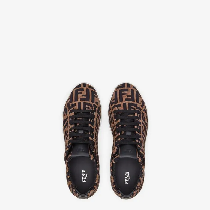 Man Brown Tech Fabric LowTops Brown Fendi Sneakers