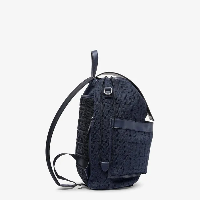 Man Dark Blue Ff Jersey Backpack Blue Fendi Backpacks