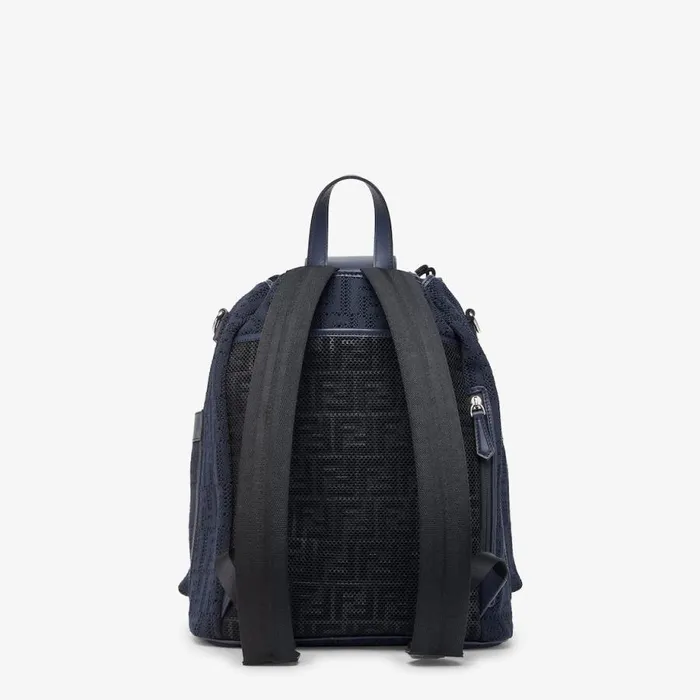 Man Dark Blue Ff Jersey Backpack Blue Fendi Backpacks