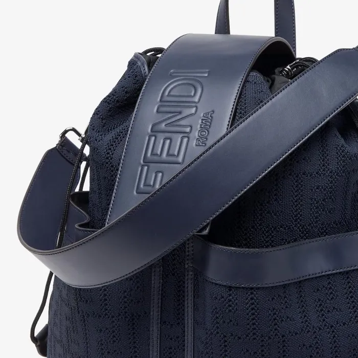 Man Dark Blue Ff Jersey Backpack Blue Fendi Backpacks