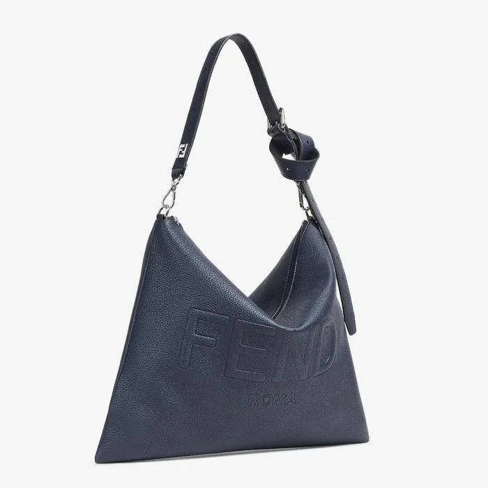 Man Dark Blue Leather Bag Blue Fendi Messenger Bags
