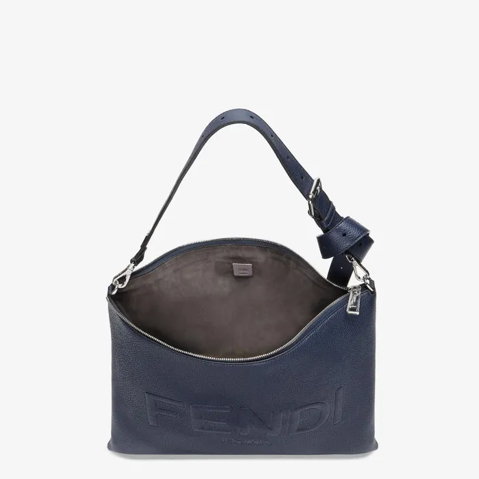 Man Dark Blue Leather Bag Blue Fendi Messenger Bags