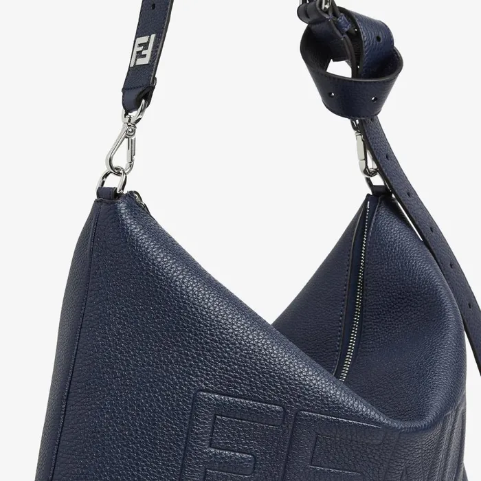 Man Dark Blue Leather Bag Blue Fendi Messenger Bags