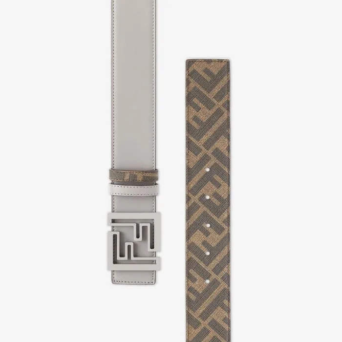 Man Dove Grey Leather Reversible Belt Grey Fendi Belts