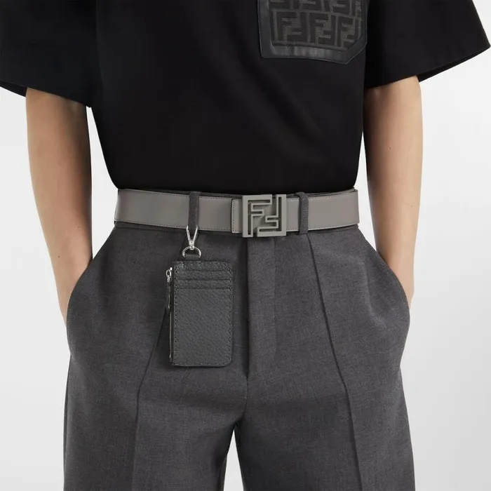 Man Dove Grey Leather Reversible Belt Grey Fendi Belts