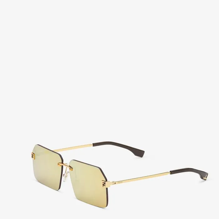 Man GoldColoured Metal Sunglasses Gold Fendi Sunglasses