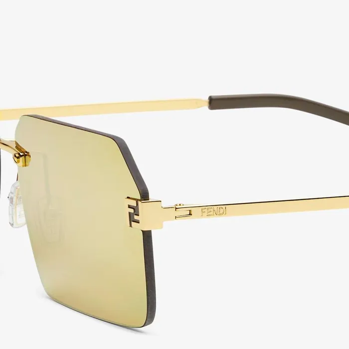 Man GoldColoured Metal Sunglasses Gold Fendi Sunglasses