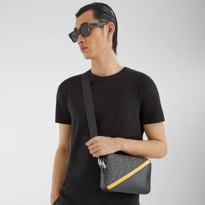 Man Grey Fabric Bag Grey Fendi Messenger Bags
