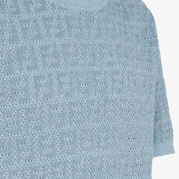 Man Light Blue Linen Cotton And Silk Jumper Light Blue Fendi Knitwear