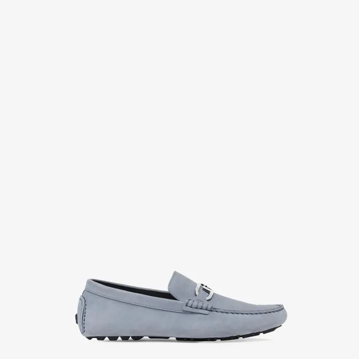 Man Light Blue Nubuck Loafers Light Blue Fendi Loafers and Mocassins