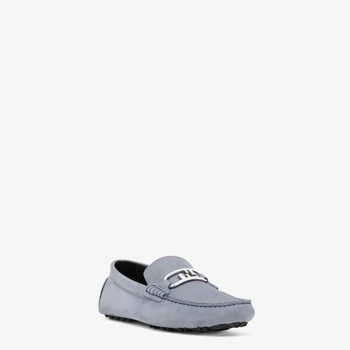 Man Light Blue Nubuck Loafers Light Blue Fendi Loafers and Mocassins