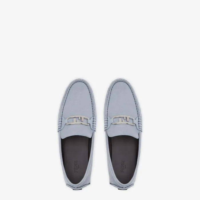 Man Light Blue Nubuck Loafers Light Blue Fendi Loafers and Mocassins