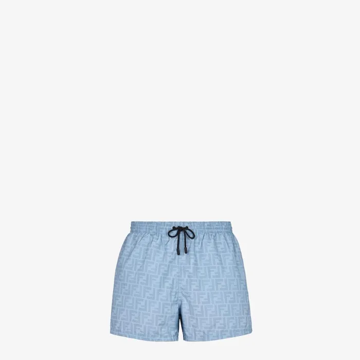 Man Light Blue Nylon Shorts Blue Fendi Swimwear