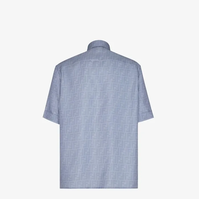 Man Light Blue Silk Shirt Light Blue Fendi Shirts