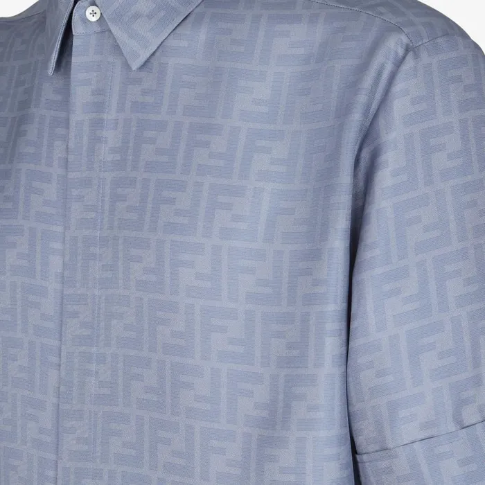 Man Light Blue Silk Shirt Light Blue Fendi Shirts
