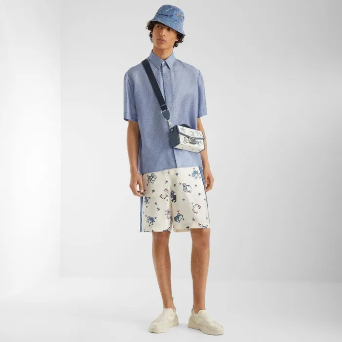 Man Light Blue Silk Shirt Light Blue Fendi Shirts