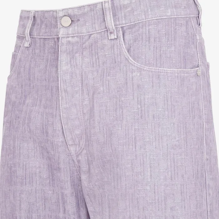 Man Lilac Denim Trousers Purple Fendi Denim and Trousers