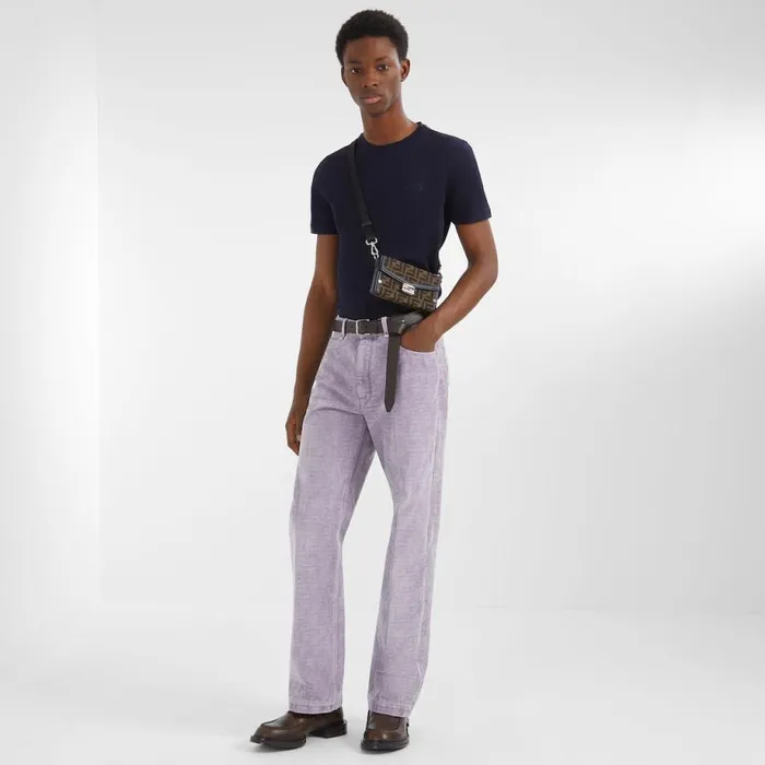 Man Lilac Denim Trousers Purple Fendi Denim and Trousers