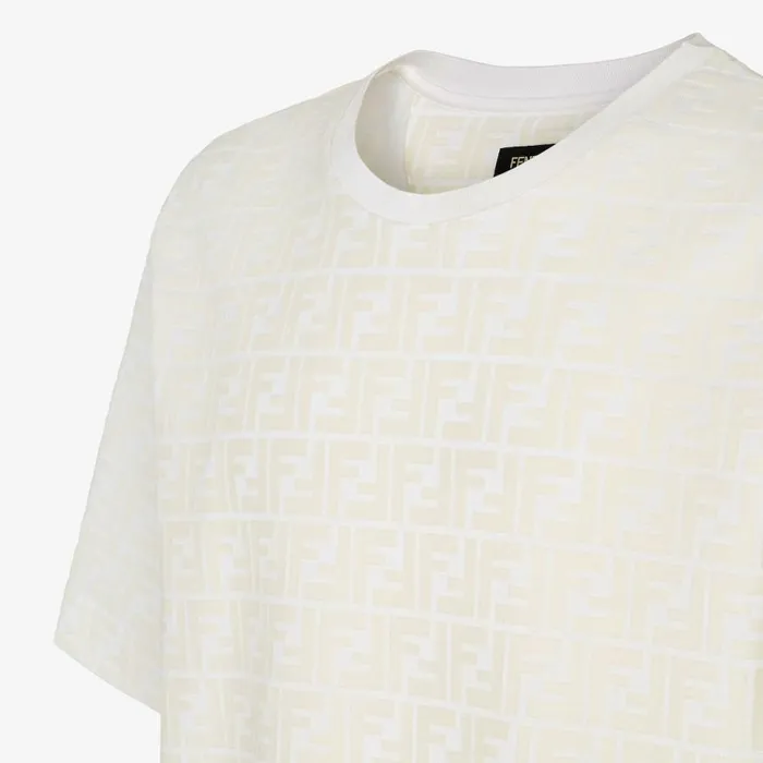 Man TShirt In White Piqu White Fendi Tshirts and Polos