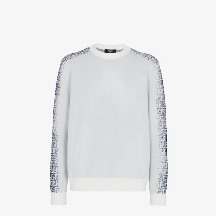 Man White Cotton Pullover White Fendi Knitwear