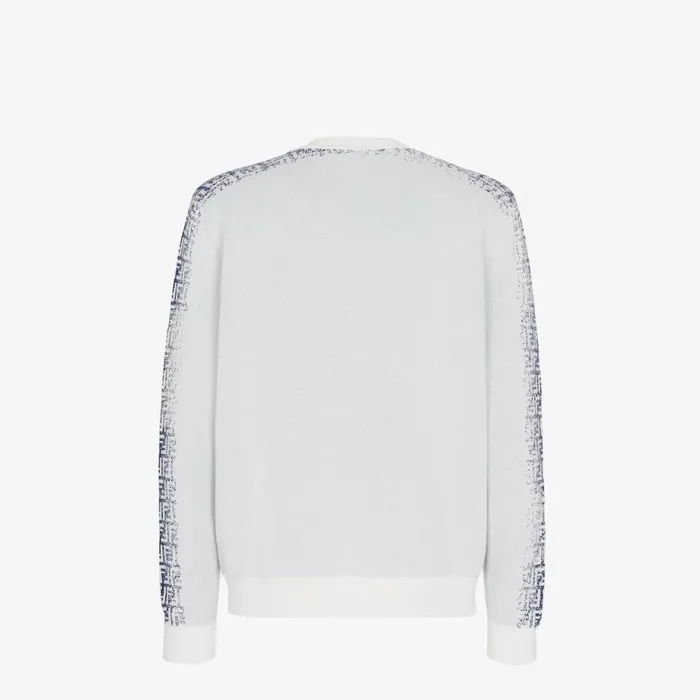 Man White Cotton Pullover White Fendi Knitwear