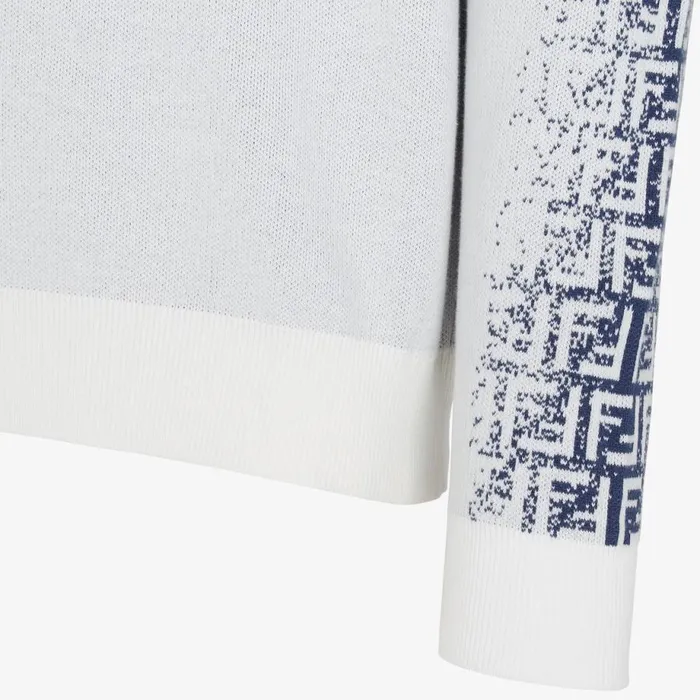 Man White Cotton Pullover White Fendi Knitwear