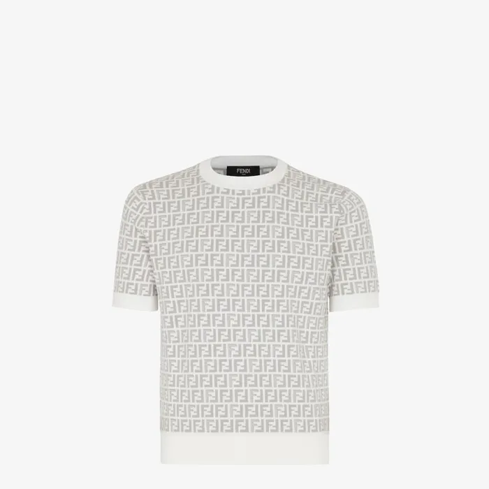 Man White Fabric Jumper White Fendi Knitwear