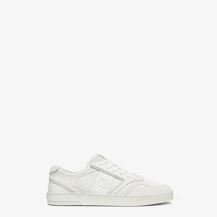 Man White Leather LowTops White Fendi Sneakers