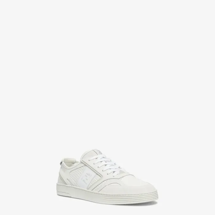 Man White Leather LowTops White Fendi Sneakers