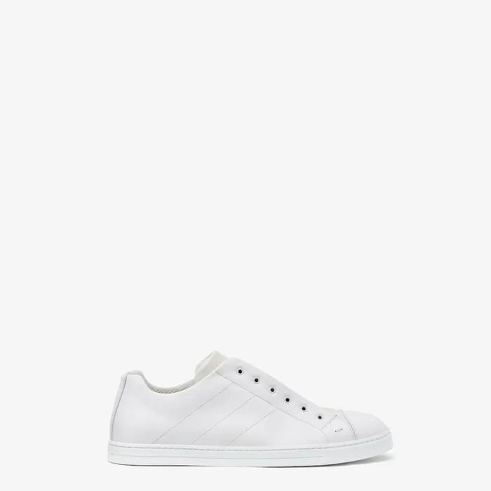 Man White Leather SlipOns White Fendi Sneakers