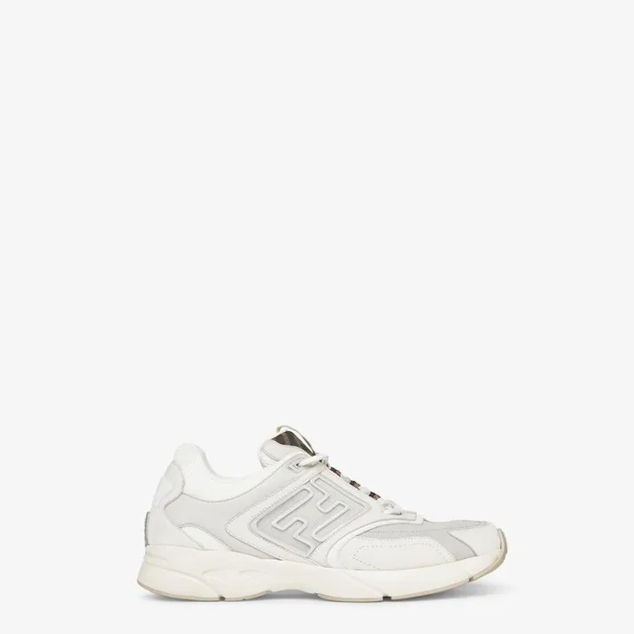 Man White Nubuck Leather LowTops White Fendi Sneakers