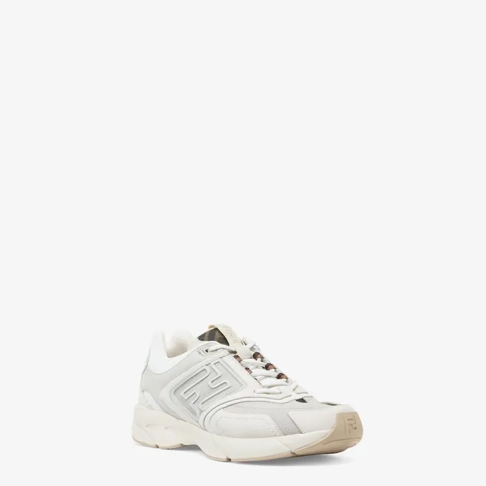 Man White Nubuck Leather LowTops White Fendi Sneakers