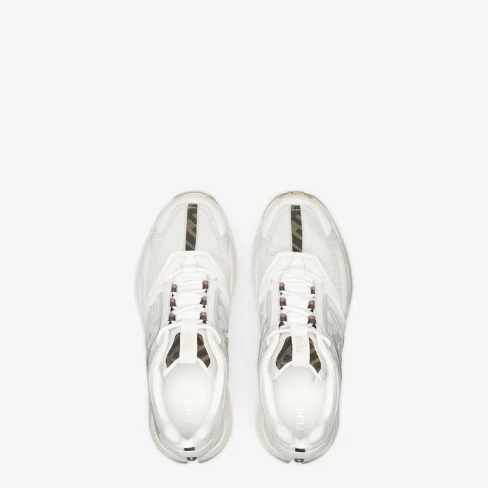 Man White Nubuck Leather LowTops White Fendi Sneakers
